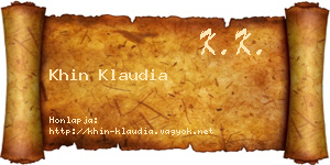 Khin Klaudia névjegykártya